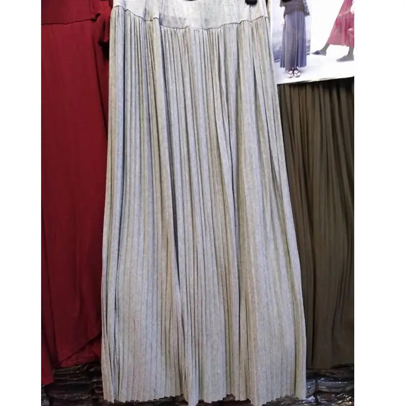 Women's Pleated Skirt Olive Green Large Hem