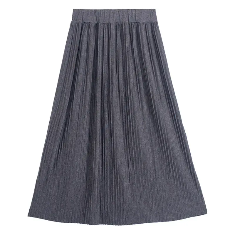Women's Pleated Skirt Olive Green Large Hem