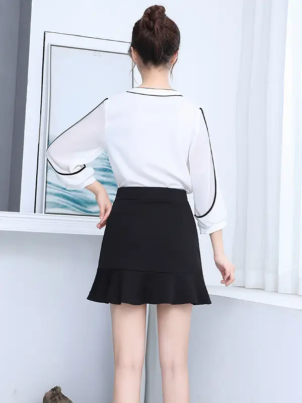 Black Ruffled High Waist Skirt for Women - Image 3