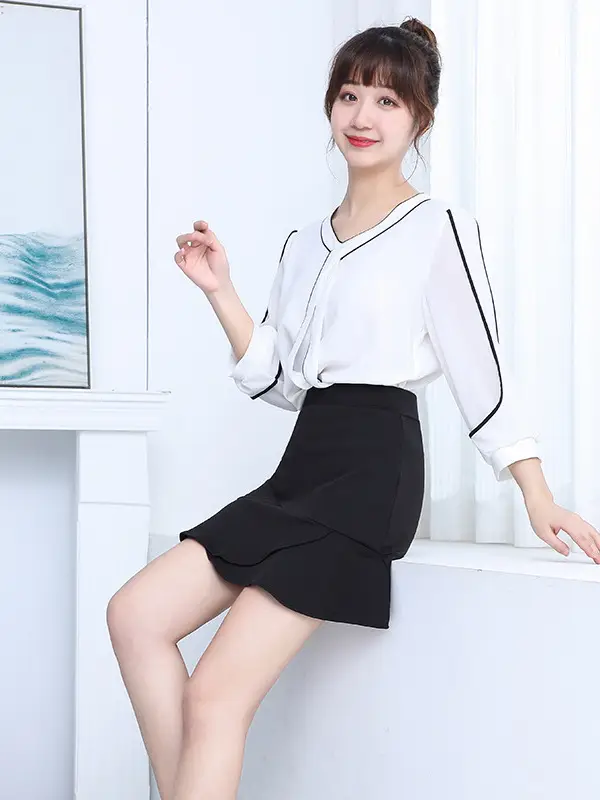 Black Ruffled High Waist Skirt for Women - Image 4