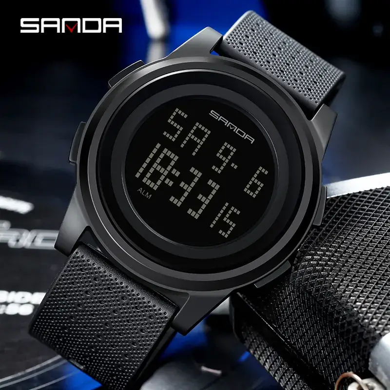 Sanda Digital Watch Black Mesh Band Waterproof Sports Wear - Image 11