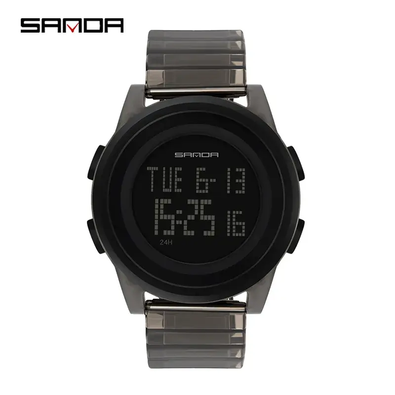 Sanda Digital Watch Black Mesh Band Waterproof Sports Wear - Image 7