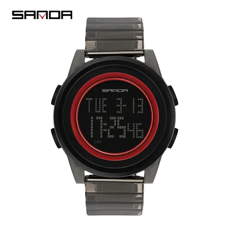 Sanda Digital Watch Black Mesh Band Waterproof Sports Wear - Image 9