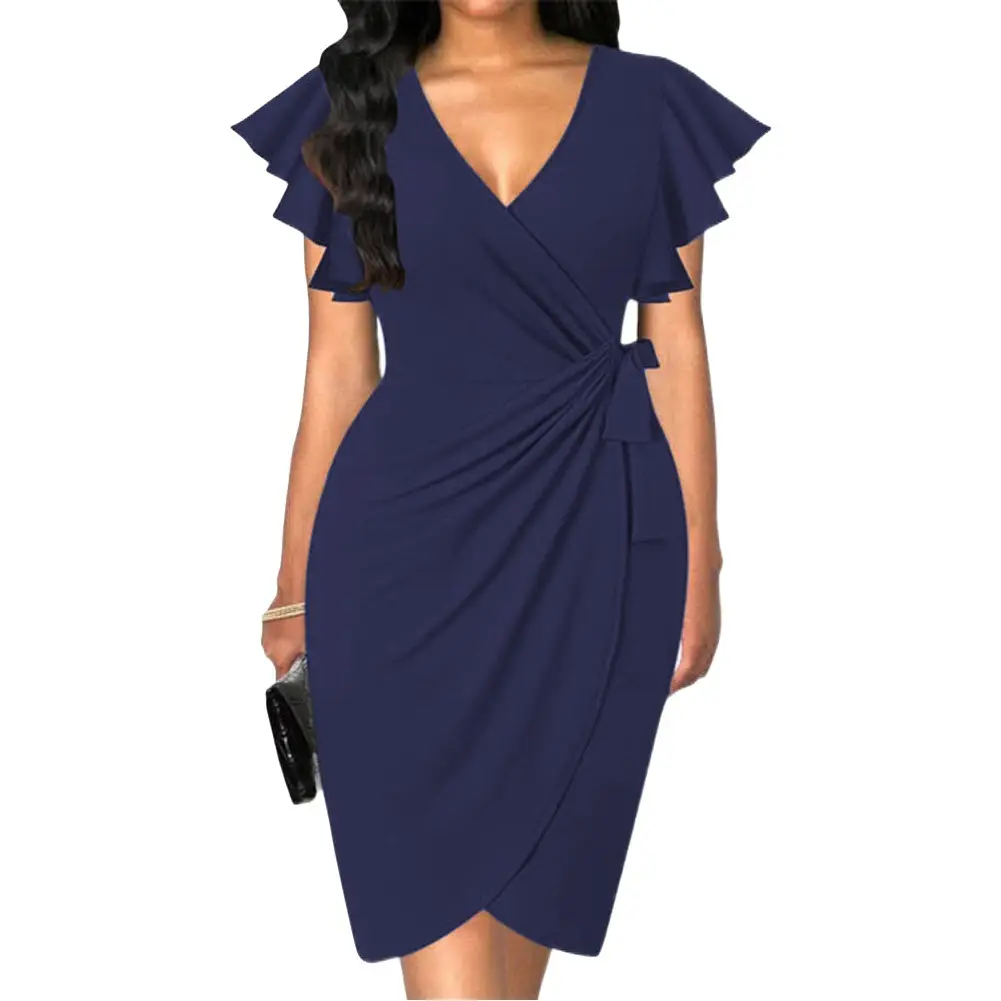 Women's Maroon Crossbody Dress with Ruffles