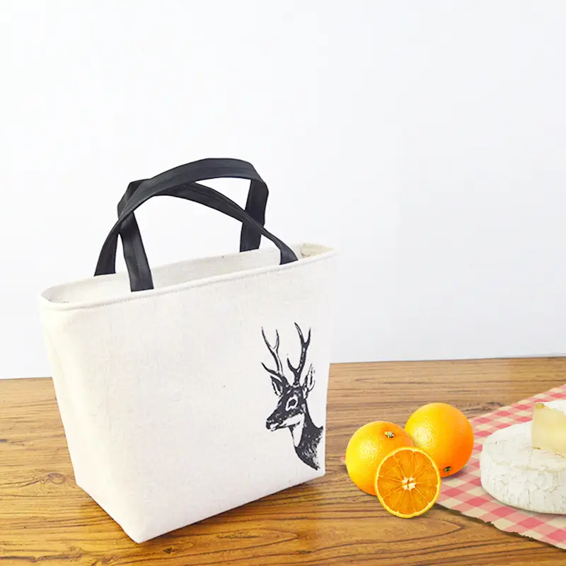 Scandinavian Face Lunch Bag 22x22cm Cotton Linen