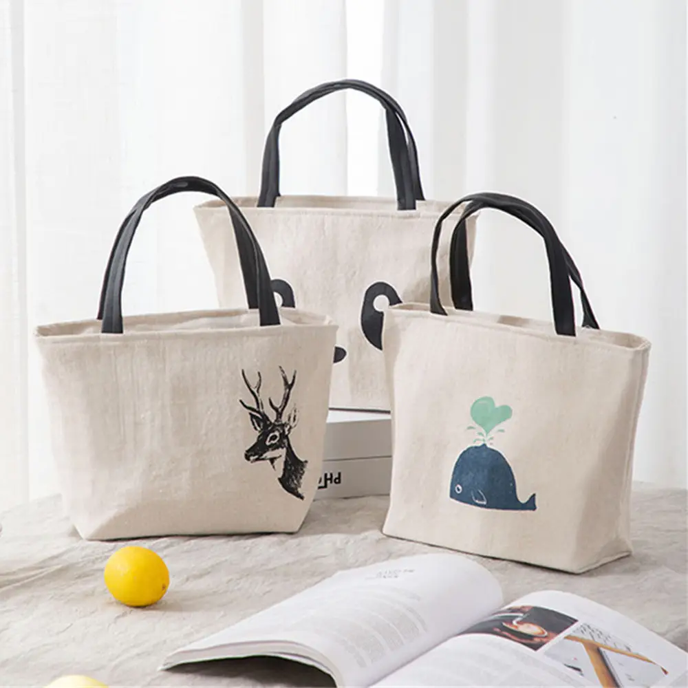 Scandinavian Face Lunch Bag 22x22cm Cotton Linen — feature 4
