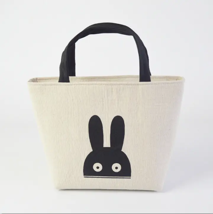 Scandinavian Face Lunch Bag 22x22cm Cotton Linen