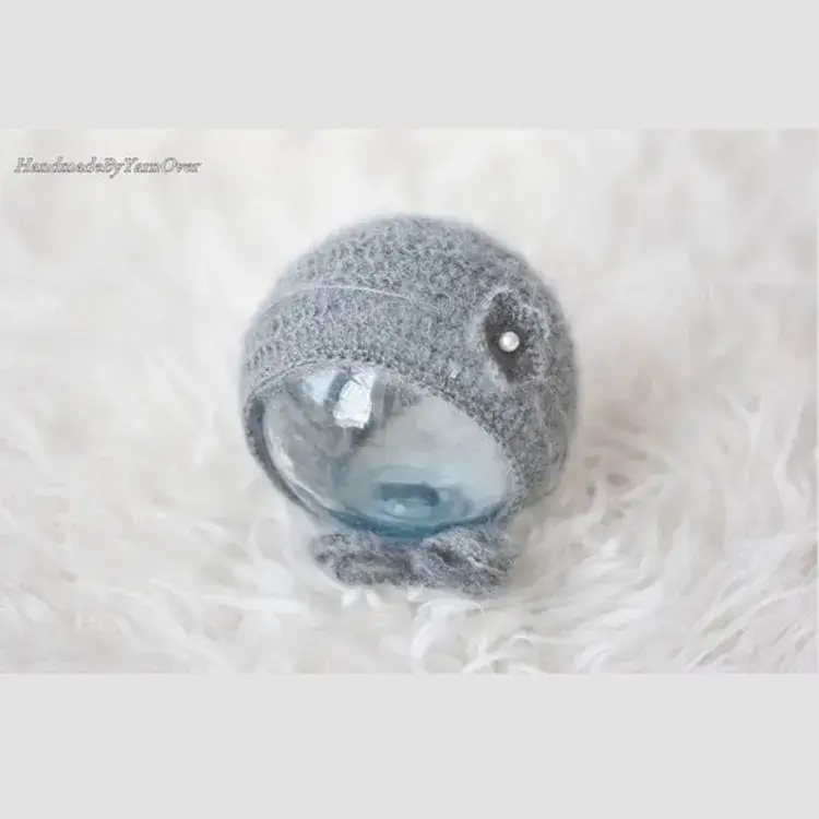 Blue Mohair Crocheted Hat for Girls 13