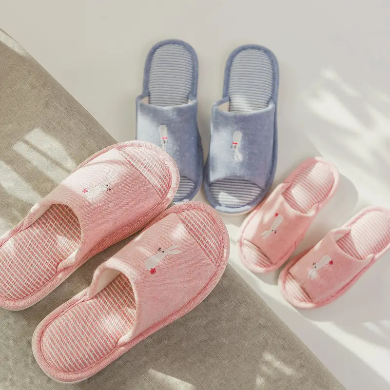 Family of Three Home Indoor Spring Summer Autumn Couples Home Non-slip Flooring Children Women Four Seasons Cotton Slippers Men