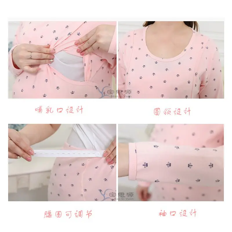 Maternity Top Extra Large Peach Polka Dot Long Sleeve - Image 4