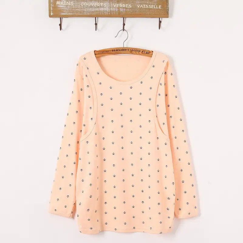 Maternity Top Extra Large Peach Polka Dot Long Sleeve - Image 2