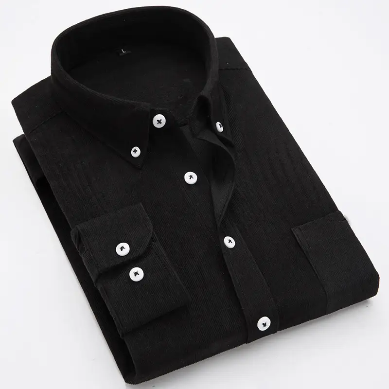 Men's Teal Corduroy Long Sleeve Shirt Slim Fit - Image 7