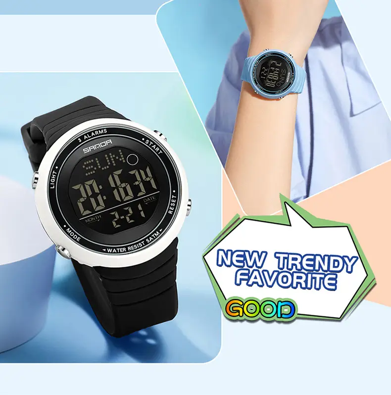 Sanda Digital Watch Black Large Digital Display — feature 16