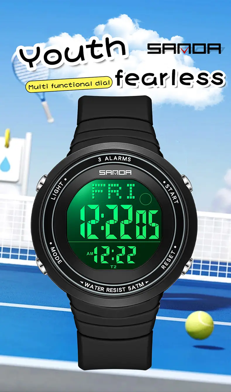 Sanda Digital Watch Black Large Digital Display — feature 23