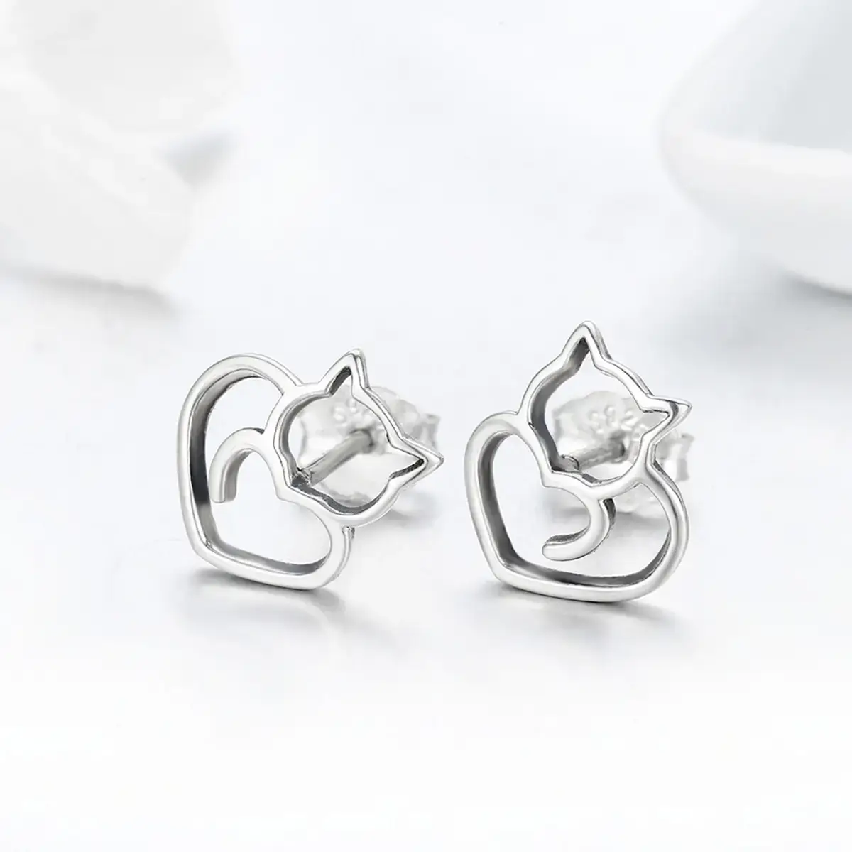 Cute Kitten Pendant S925 Sterling Silver Necklace Set - Image 6