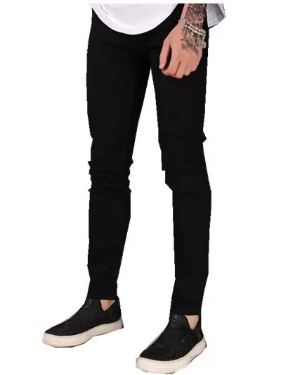 Black Slim Fit Men's Jeans Korean Style Summer Wear