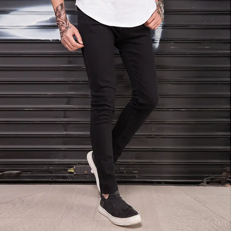 Black Slim Fit Men's Jeans Korean Style Summer Wear — feature 3
