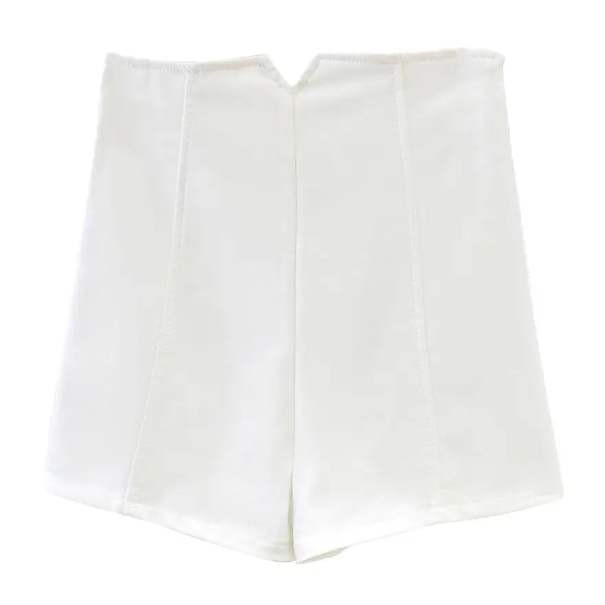 White Hot Pants with Side Zipper & Elastic A-Line Design - Image 7