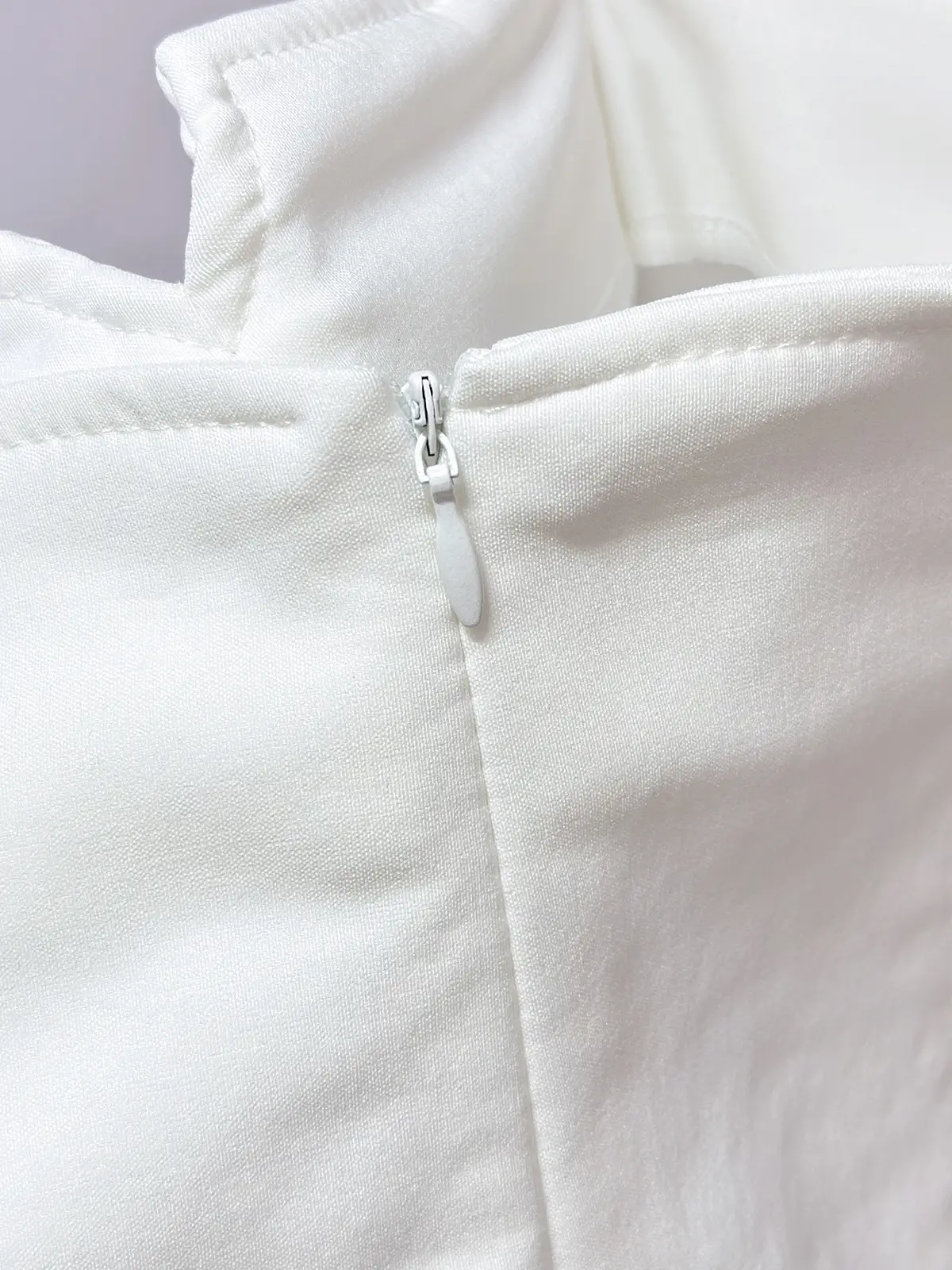 White Hot Pants with Side Zipper & Elastic A-Line Design — feature 6