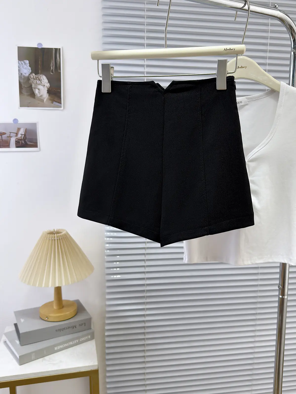 White Hot Pants with Side Zipper & Elastic A-Line Design - Image 2