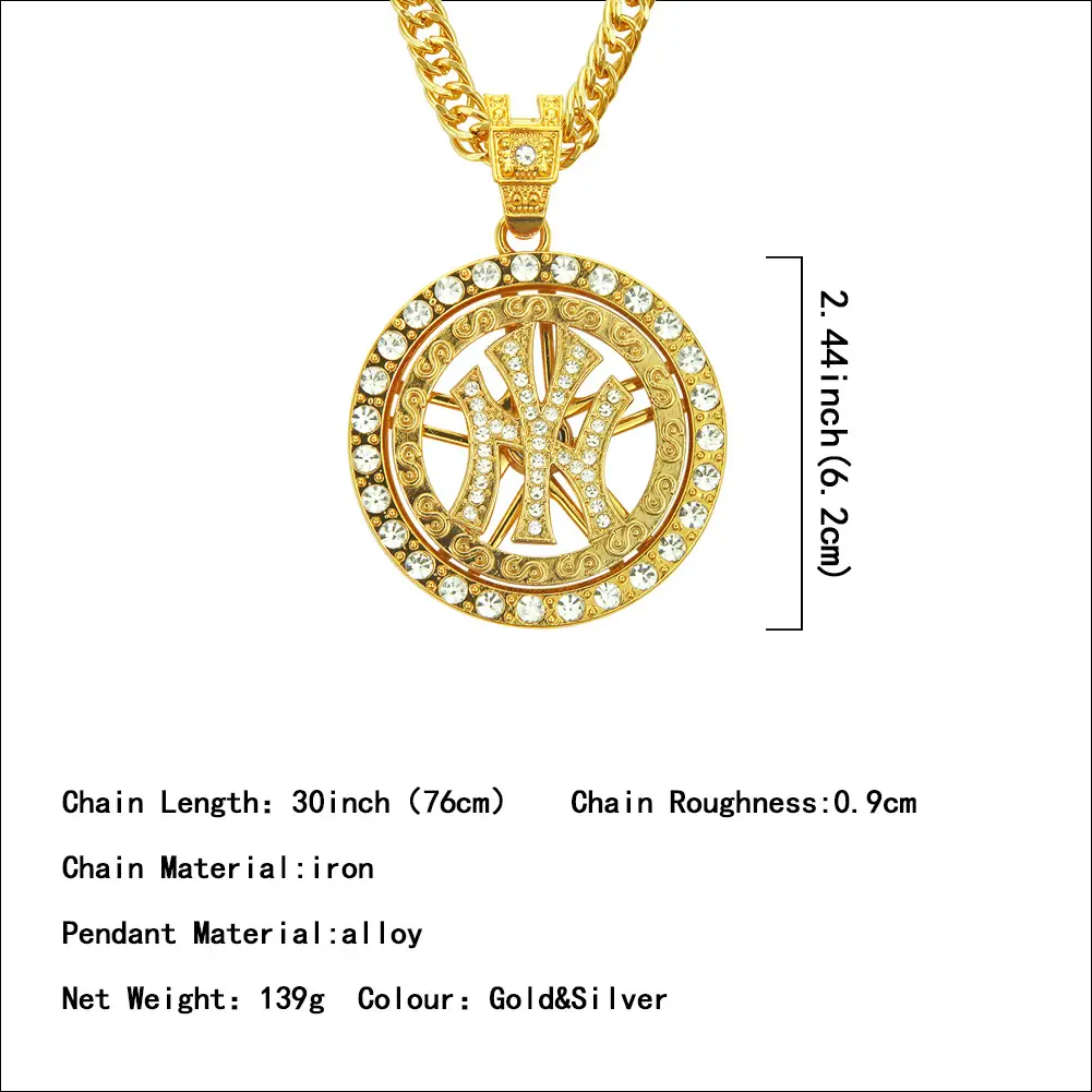 Gold Diamond Personality Round Necklace for Men - Image 3