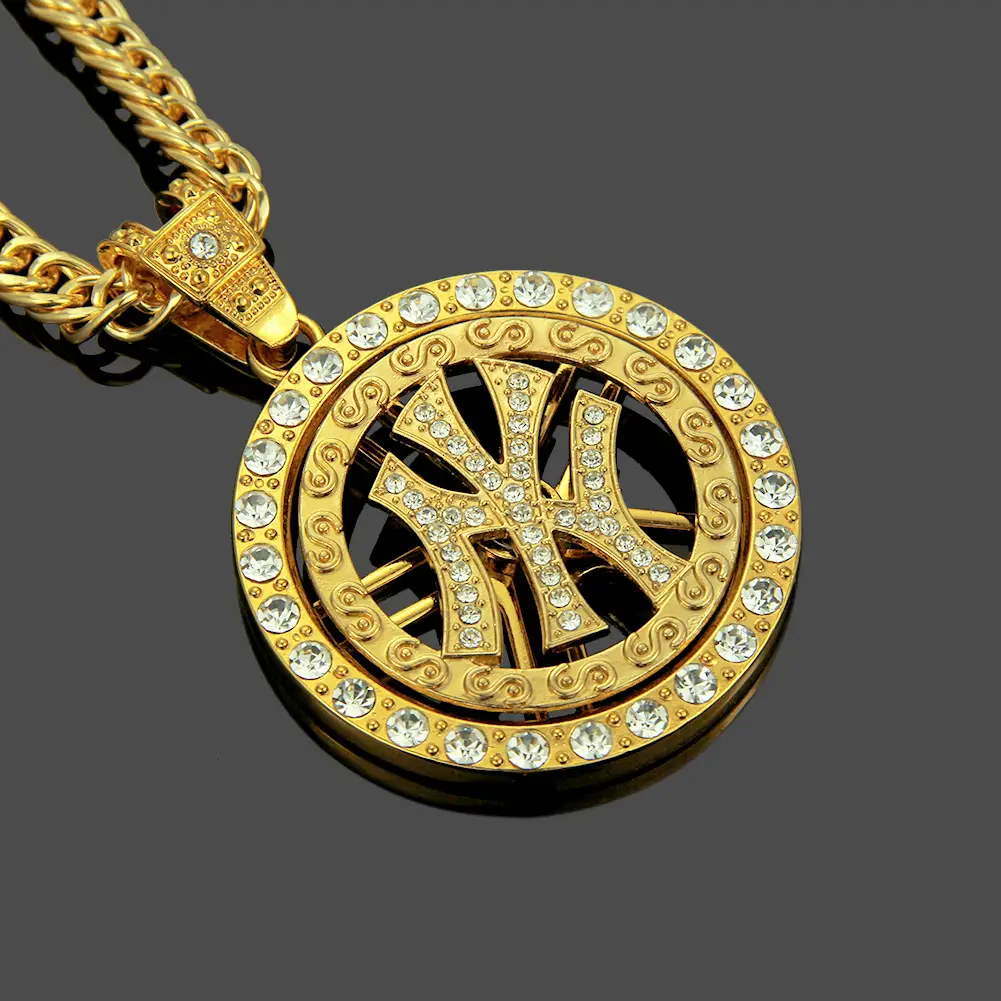 Gold Diamond Personality Round Necklace for Men - Image 5