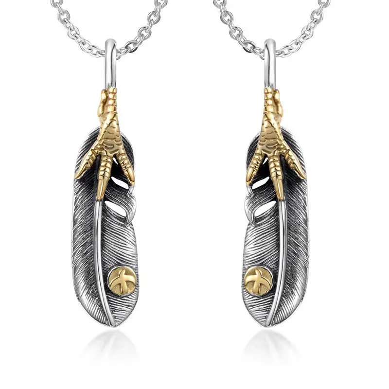 Japanese-Korean Style Antique Eagle Claw Feather Men's Necklace Pendant - Image 5