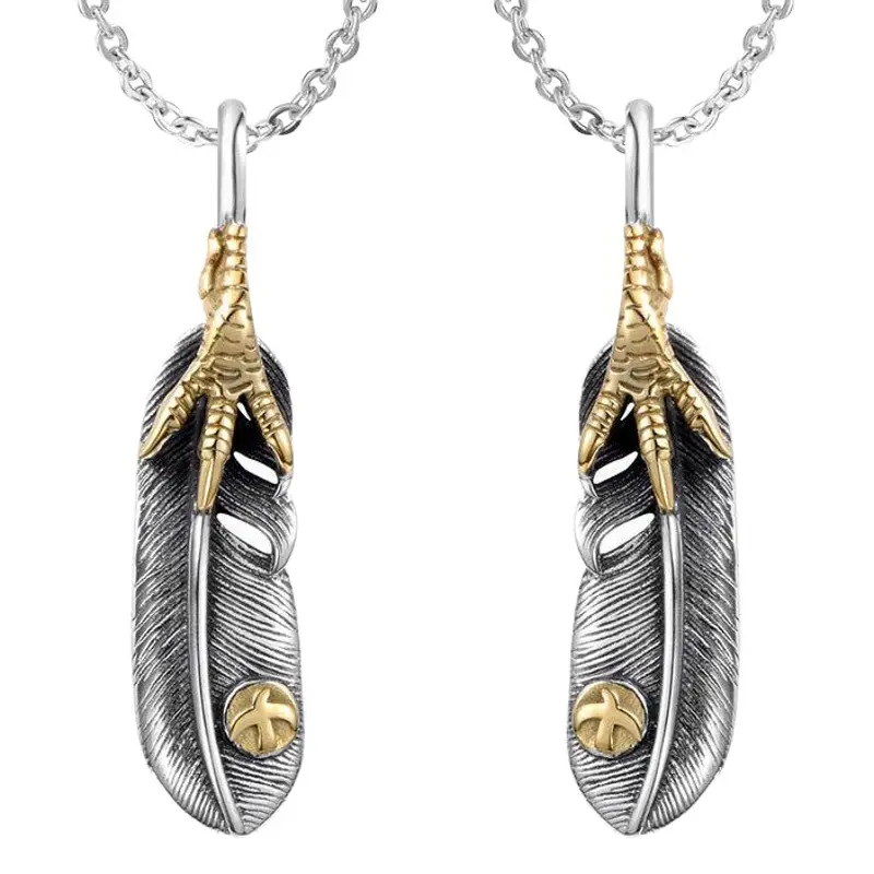 Japanese-Korean Style Antique Eagle Claw Feather Men's Necklace Pendant