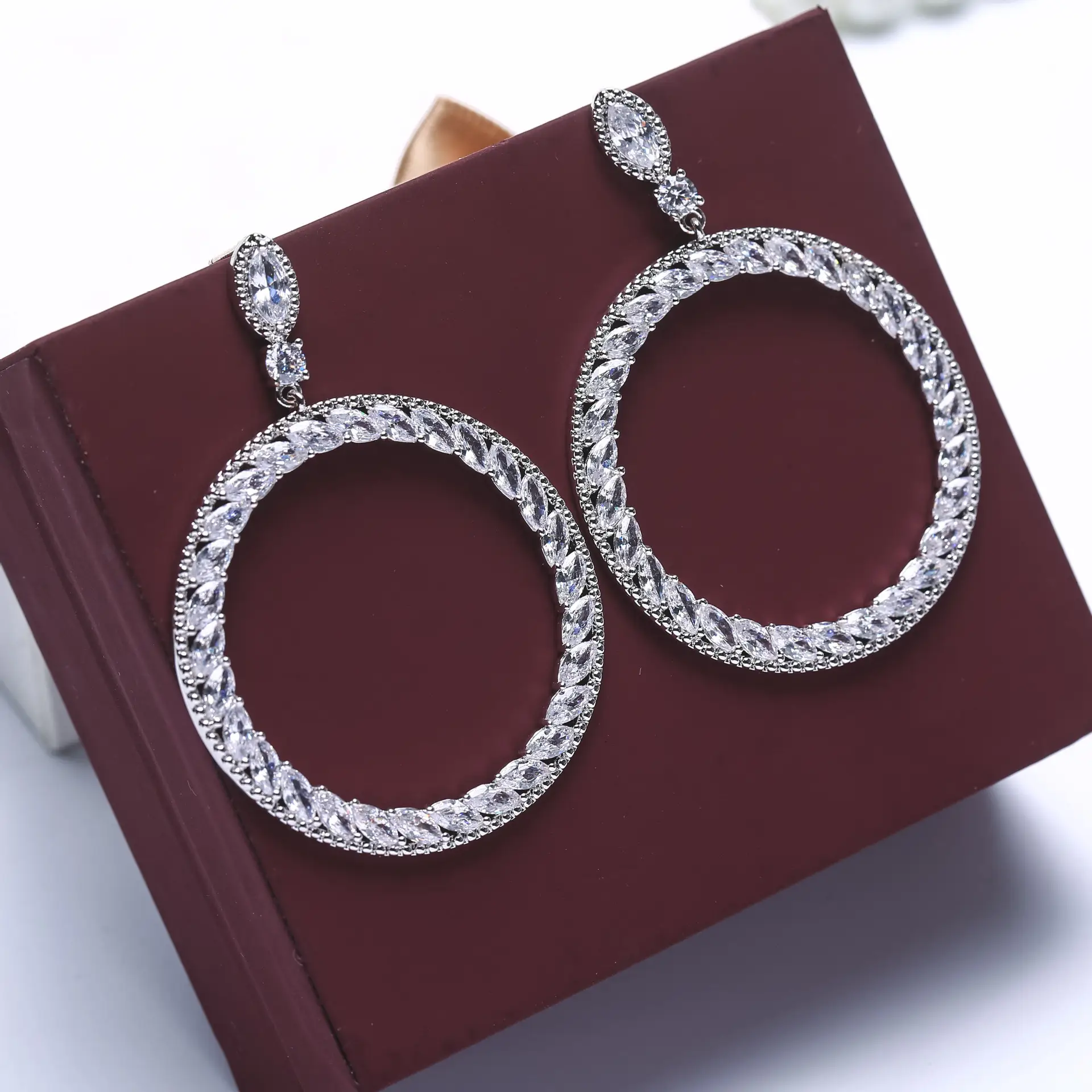 S925 Silver Geometric Zircon Earrings Stud - Image 4