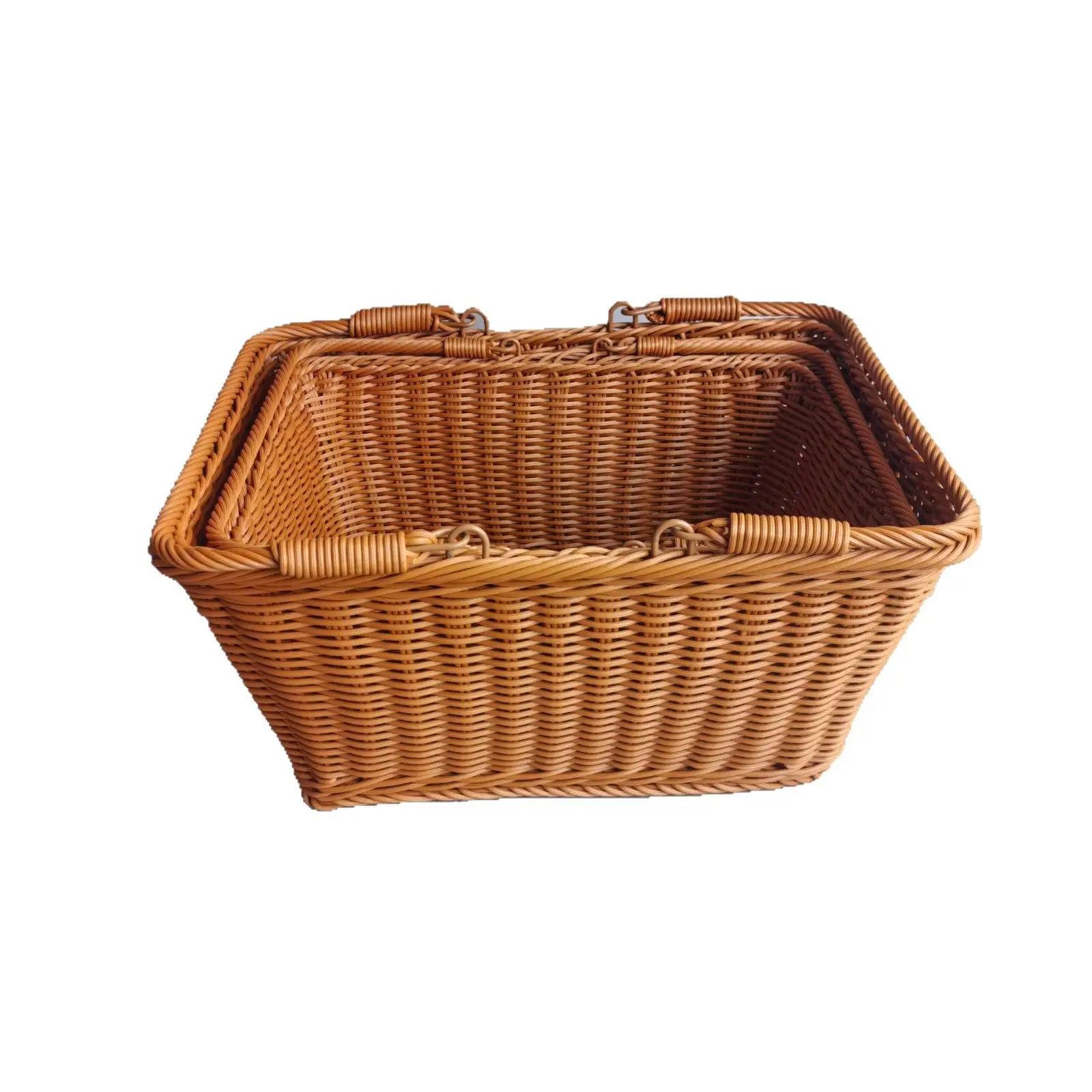 Rattan Vegetable Storage Basket Orange Woven Portable - Image 5