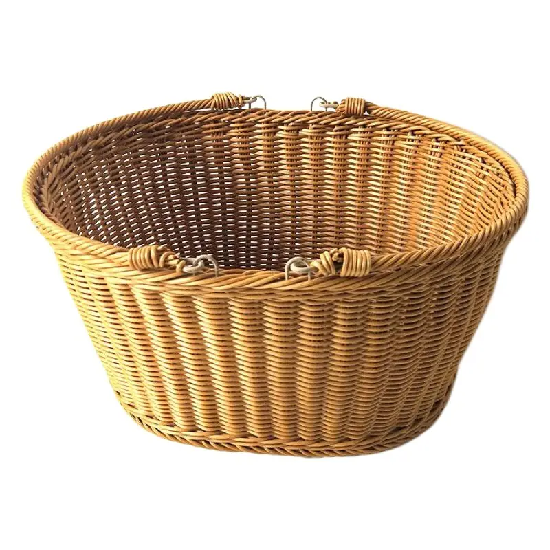 Rattan Vegetable Storage Basket Orange Woven Portable