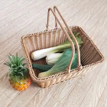 Rattan Vegetable Storage Basket Orange Woven Portable — feature 27