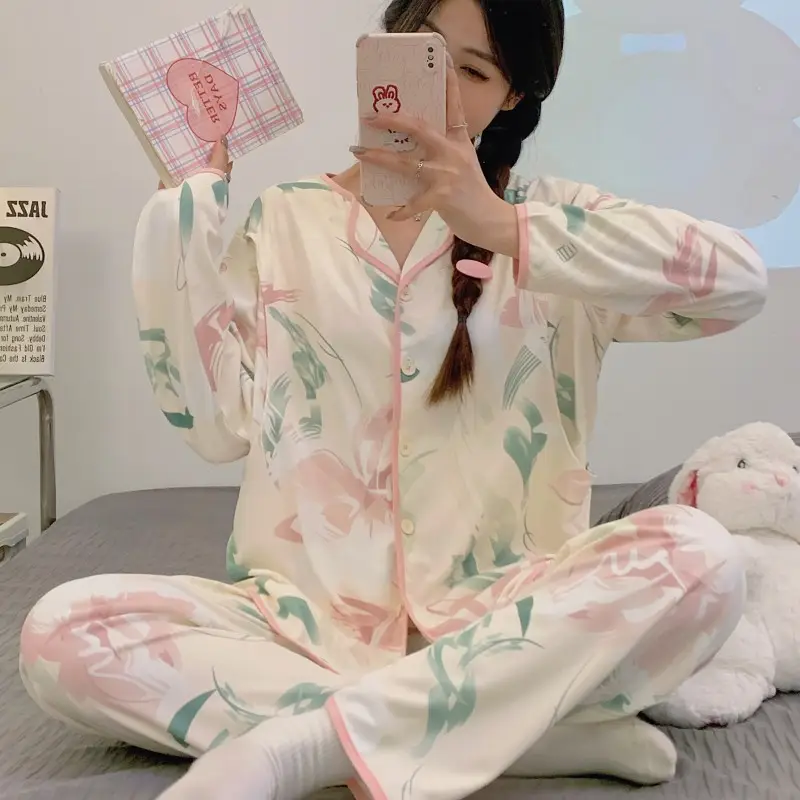 Moon Print Pajamas Set for Women Spring Autumn - Image 7