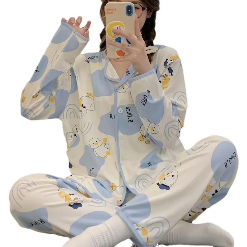 Moon Print Pajamas Set for Women Spring Autumn - Image 21