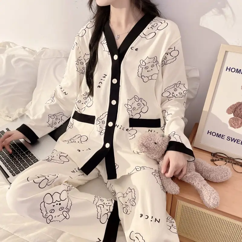 Moon Print Pajamas Set for Women Spring Autumn — feature 19