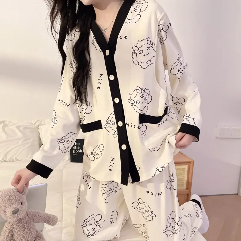 Moon Print Pajamas Set for Women Spring Autumn — feature 20