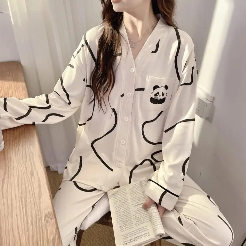 Moon Print Pajamas Set for Women Spring Autumn — feature 23