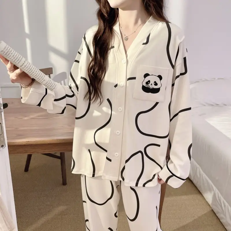 Moon Print Pajamas Set for Women Spring Autumn — feature 24
