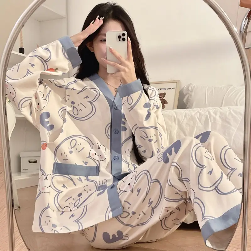 Moon Print Pajamas Set for Women Spring Autumn — feature 26