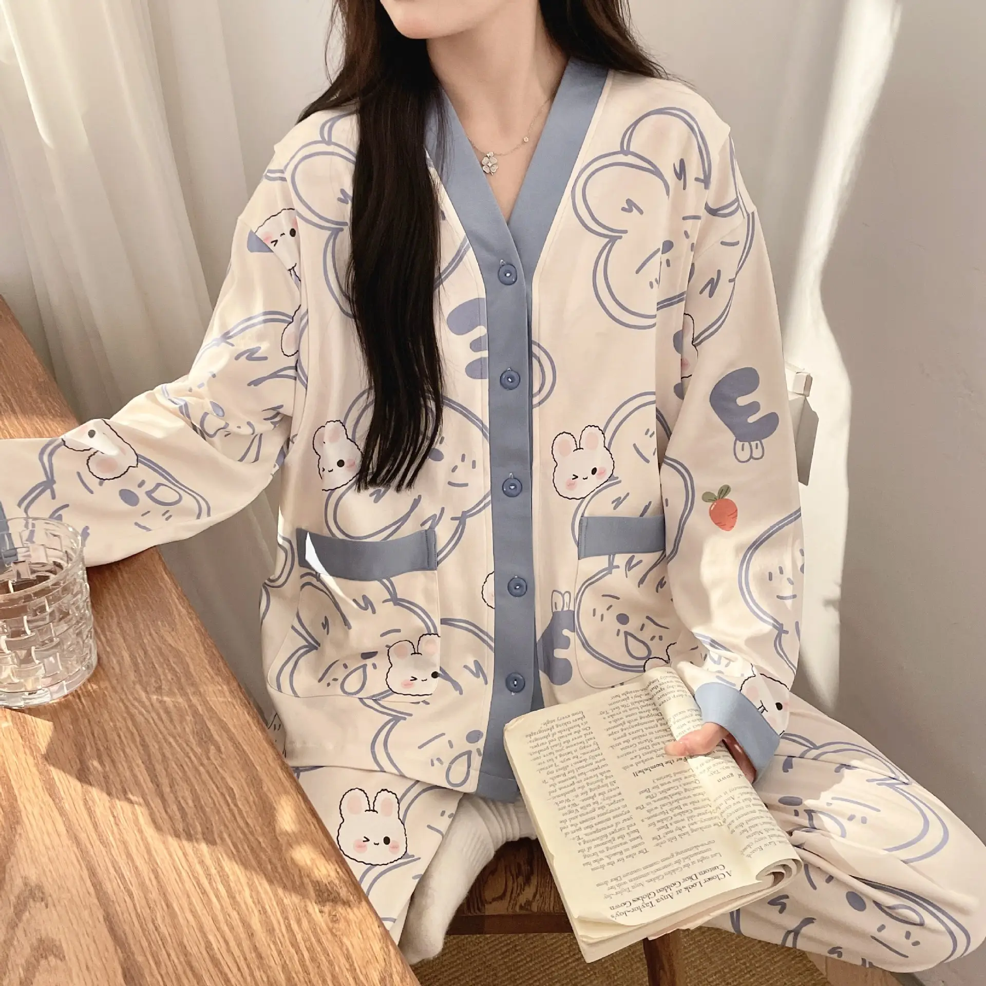 Moon Print Pajamas Set for Women Spring Autumn — feature 29
