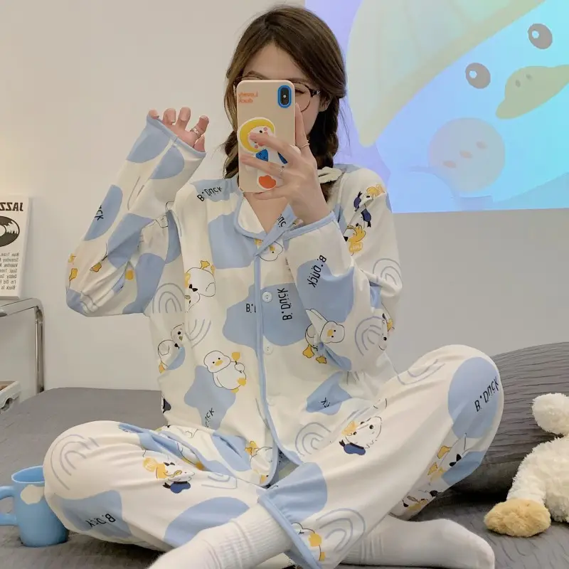 Moon Print Pajamas Set for Women Spring Autumn — feature 3