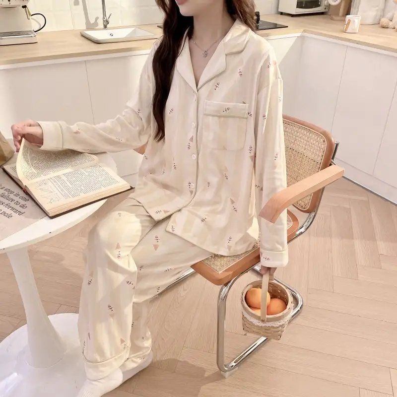 Moon Print Pajamas Set for Women Spring Autumn — feature 41
