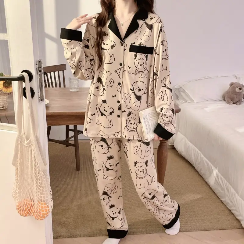 Moon Print Pajamas Set for Women Spring Autumn — feature 44