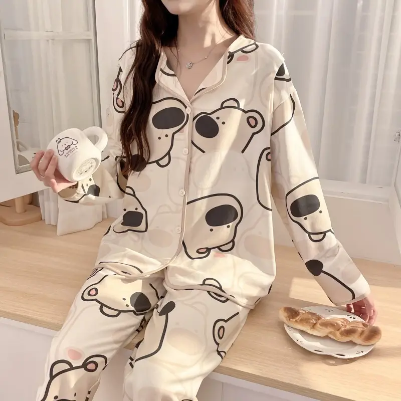 Moon Print Pajamas Set for Women Spring Autumn — feature 45
