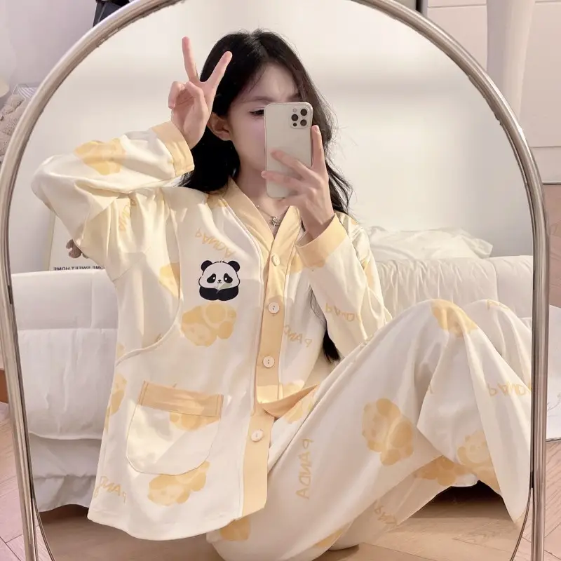 Moon Print Pajamas Set for Women Spring Autumn — feature 9