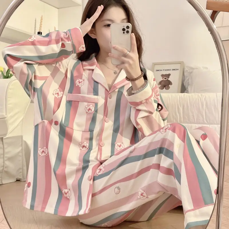 Moon Print Pajamas Set for Women Spring Autumn - Image 12