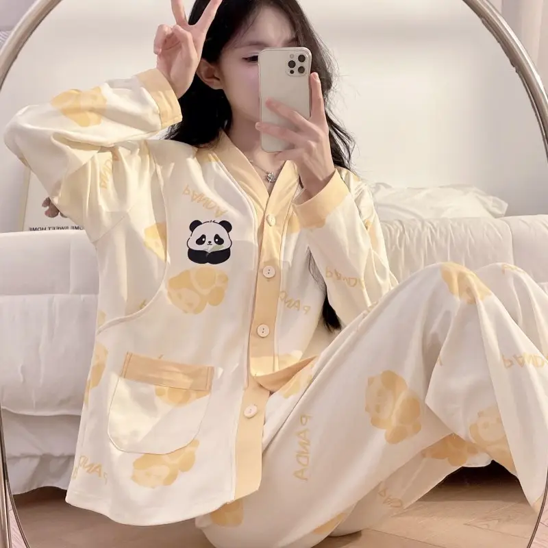 Moon Print Pajamas Set for Women Spring Autumn - Image 16