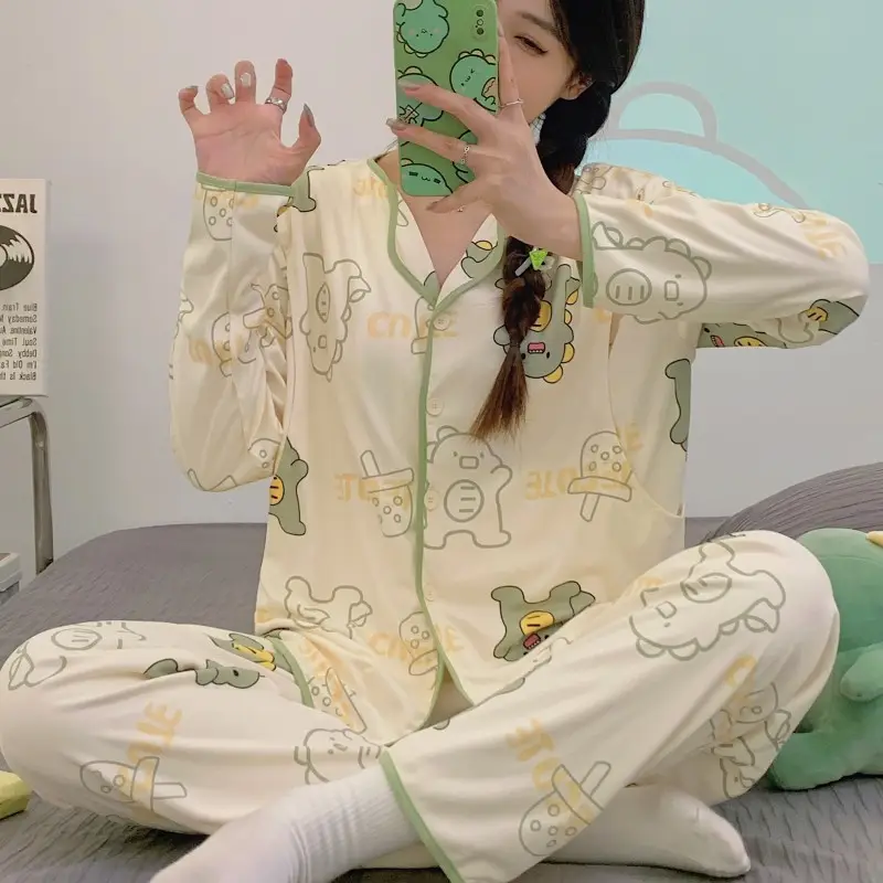 Moon Print Pajamas Set for Women Spring Autumn - Image 8