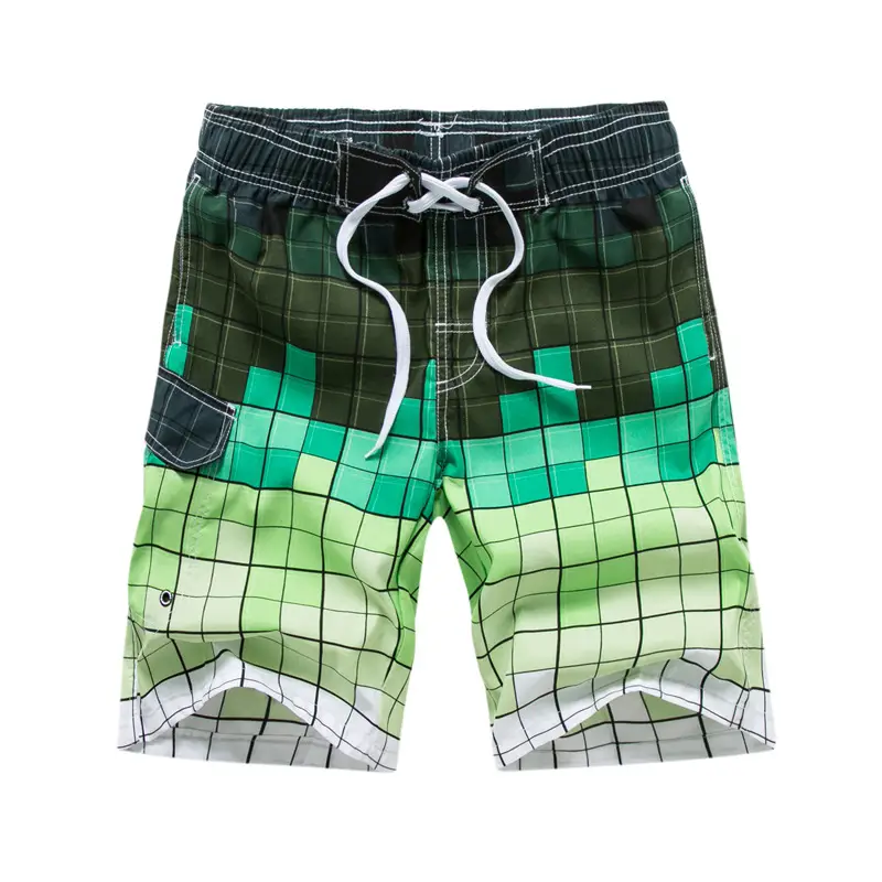Men's Black White Plaid Shorts Beach Wear - Image 6