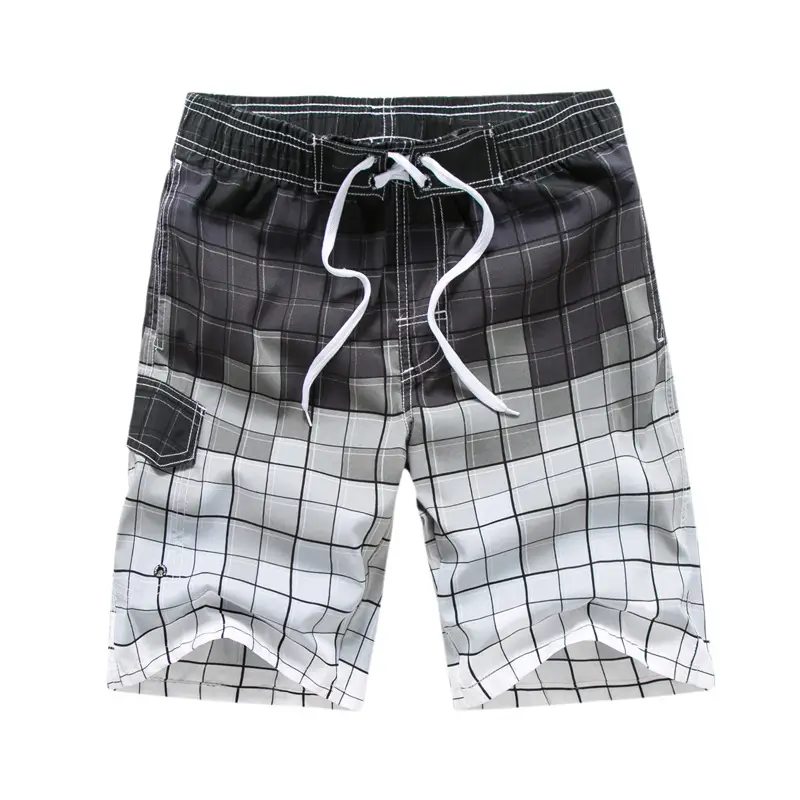 Men's Black White Plaid Shorts Beach Wear - Image 7